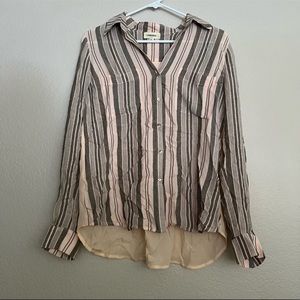 L'AGENCE Striped Pink and Black Blouse